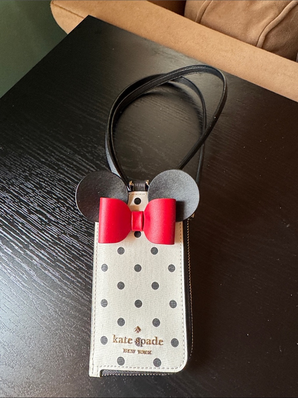 kate spade Cream Polka Dot Kids Crossbody with Black Ears & Red Bow